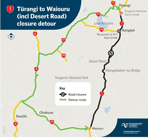 Major Road Closure Alert: Tūrangi to Waiouru (Desert Road)